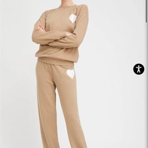 SPRWMN Sweatshirt Heart Crewneck in Latte White